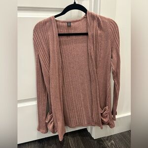 SHEIN Dusty Rose Ribbed Cardigan
